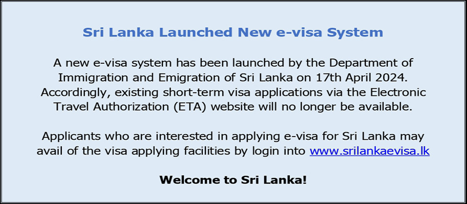 Sri Lanka Launched New e-visa System